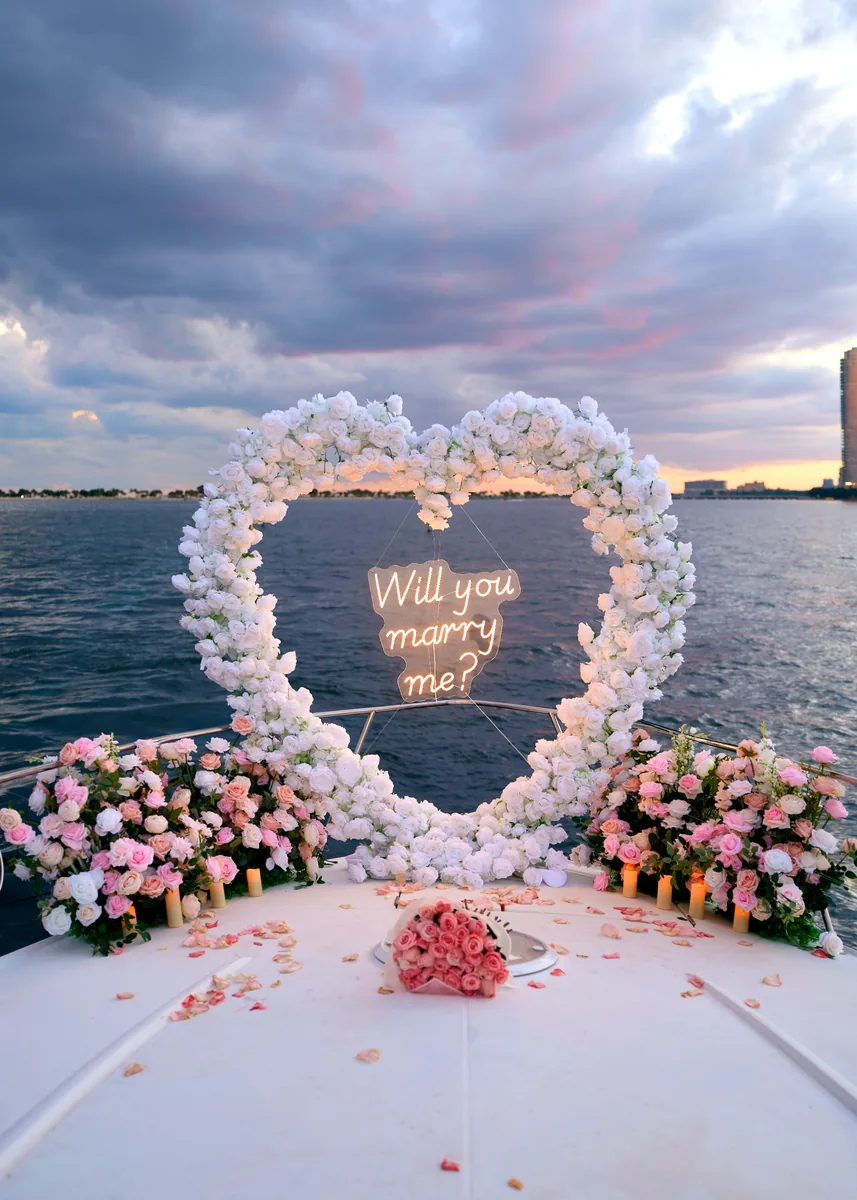 The Grand Heart Yacht Proposal decoration by YES Miami