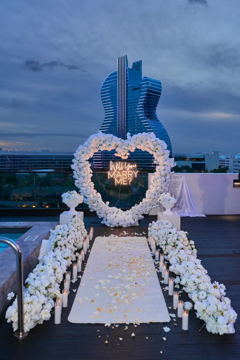Guitar Rooftop Proposal decoration by YES Miami
