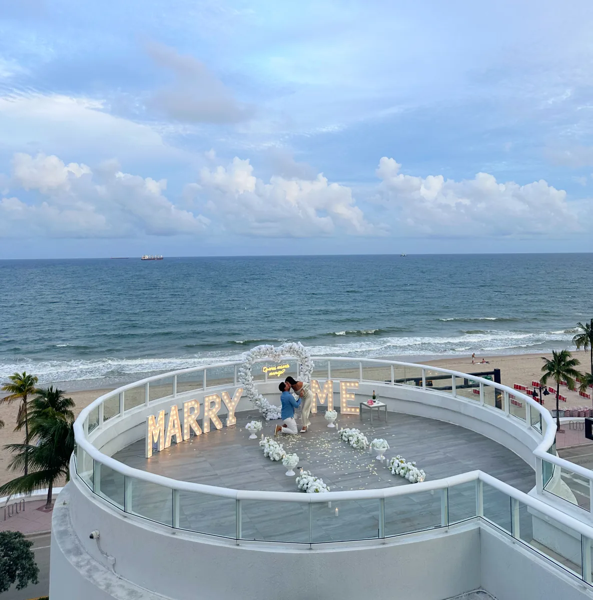 The Oceanfront Rooftop Proposal decoration by YES Miami